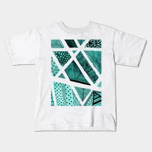 Geometric doodles - turquoise and black Kids T-Shirt